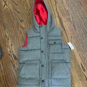 Old Navy Gray Hooded Vest with Red Lining (Size M)